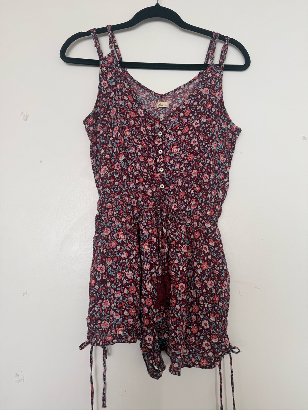 Hollister Y2K Burgundy Floral Sleeveless Romper